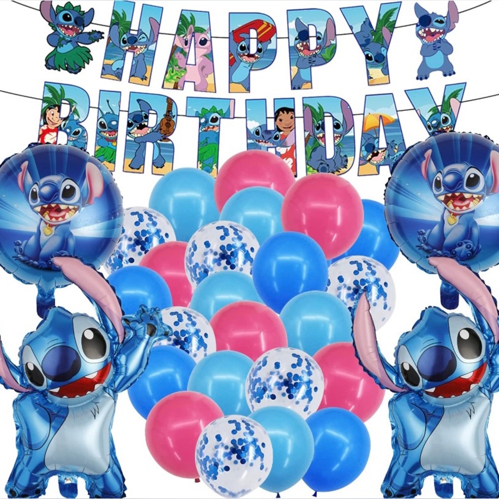 NEW 53 Piece Disney Lelo & Stitch Happy Birthday Balloon Decoration Set Decor